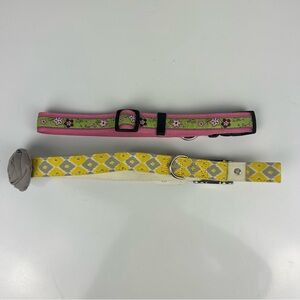 ⭐️Top Paw bundle of two dog collars yellow, gray, pink and green size large